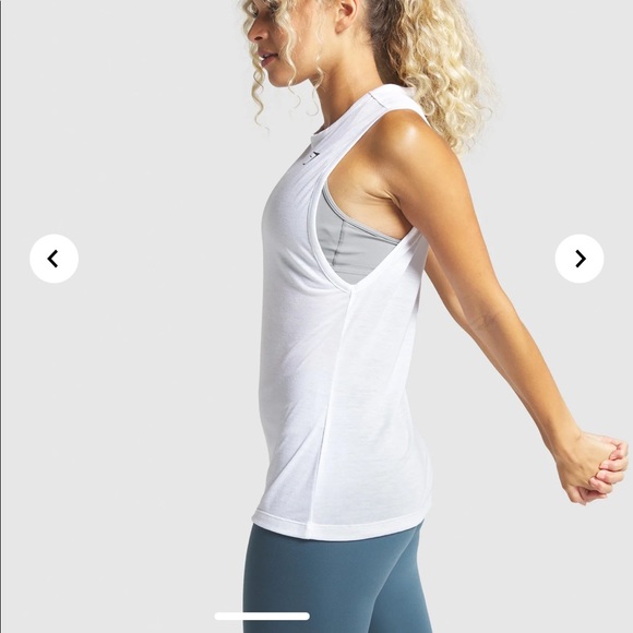 Gymshark Drop Arm Training tank White NWOT - Picture 3 of 10